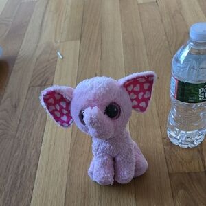 Ty Pink Elephant Plush with Heart Ears